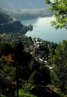 Chillon Castle from the mountain